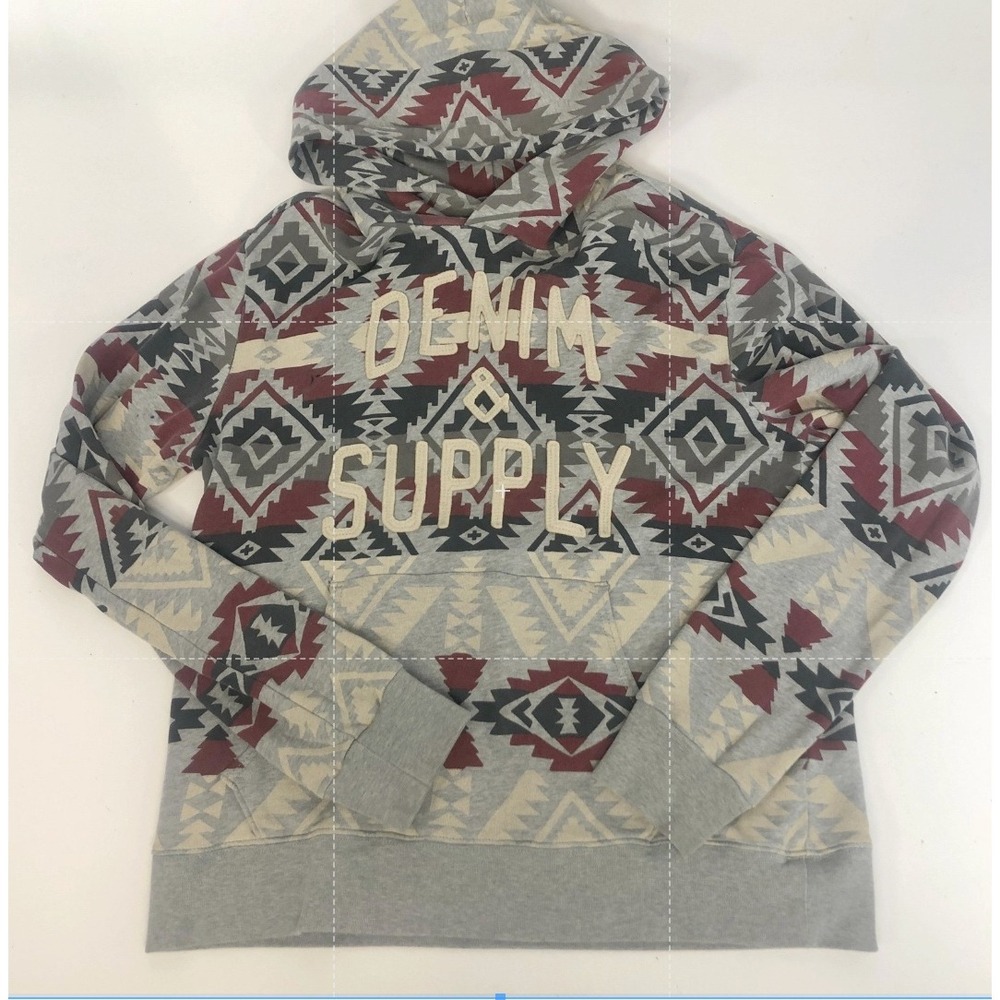 Denim & Supply Ralph Lauren Mens Aztec Southwestern Geometric Pullover Hoodie L